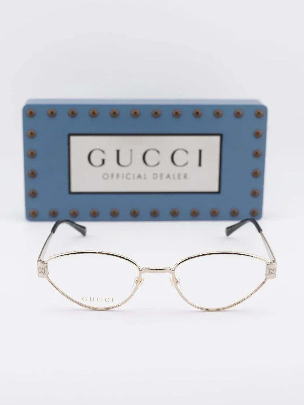 Gucci GG1853O 001 Cat Eye Eyeglasses 54mm - Gold with GG Pattern